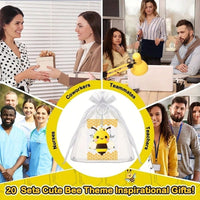 Cute Bee Party PVC Keychain with English Greeting Card Set