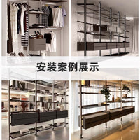 Minimalist Luxury Aluminum Alloy Pillar Glass Shelf Wardrobe System
