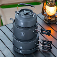 Portable Outdoor Camping Cookware Set with Kettle and Folding Frying Pan
