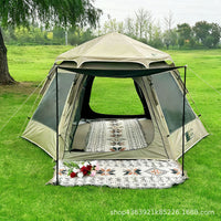 Automatic Hexagonal Pop-Up Camping Tent with Rainfly and Mosquito Net for Outdoor Activities