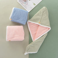 Dual-Layer Coral Fleece Hair Drying Towel Cap, Super Absorbent Quick Dry Turban