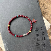 Cinnabar Koi Bracelet for Women, Auspicious Red String Hand Chain, Zodiac Year Gift
