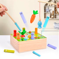 Kids Wooden Multifunctional Fishing & Whack-A-Mole Educational Toy for Hand-Eye Coordination