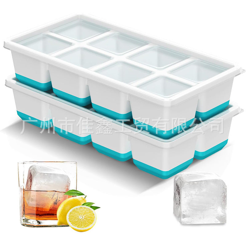 8-Compartment Ice Cube Tray with Lid, Square Ice Ball Maker Mold and Ice Clip Set