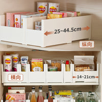 Under Sink Pull-Out Storage Basket for Kitchen Cabinets, Extendable Snack Organizer and Drawer Divider
