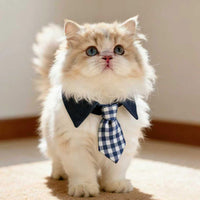 Pet Plaid Bandana Collar with Adjustable Tie for Cats and Small Dogs, Gentleman Style Photo Prop