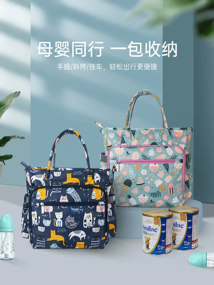 Lightweight Large Capacity Diaper Bag with Thermal Tote and Waterproof Crossbody Functionality