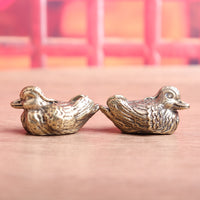 Solid Brass Mandarin Duck Couple Figurine for Home Office Decor