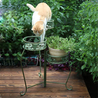 Vintage Iron Art Folding Flower Pot Stand for Balcony Garden Patio