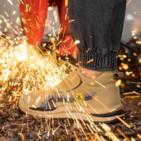 Men's Welding Safety Boots Steel Toe Puncture Proof Heat Resistant Cowhide Breathable Work Shoes