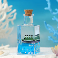 Creative Drifting Bottle Desktop Ornament with Fluid Motion - Pirate Ship Micro Landscape DIY Decor