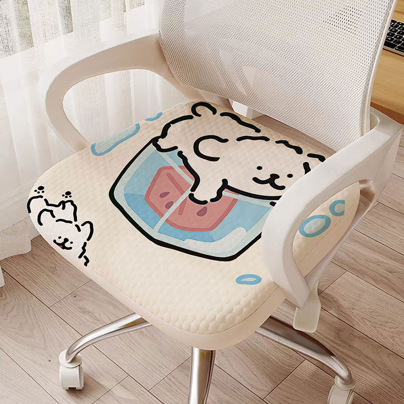 Summer Ice Silk Cartoon Study Chair Cover Breathable Cool Computer Chair Slipcover