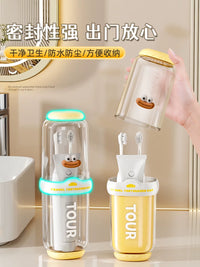 Portable Travel Toothbrush Holder and Mouthwash Cup Set for Couples and Kids