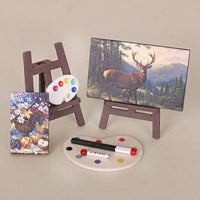 Miniature Dollhouse Painting Easel & Palette Set for DIY Scene Decoration