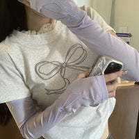 Women's Embroidered Bowknot Modal Sun Protection Arm Sleeves for Cycling & Outdoor Activities
