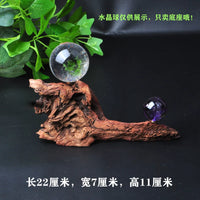 Teak Wood Crystal Ball Seven-Star Array Base with Rhododendron Root Stand