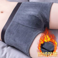 Men's Fleece Lined Thermal Boxer Briefs, Mid-Waist, Thickened for Winter Warmth