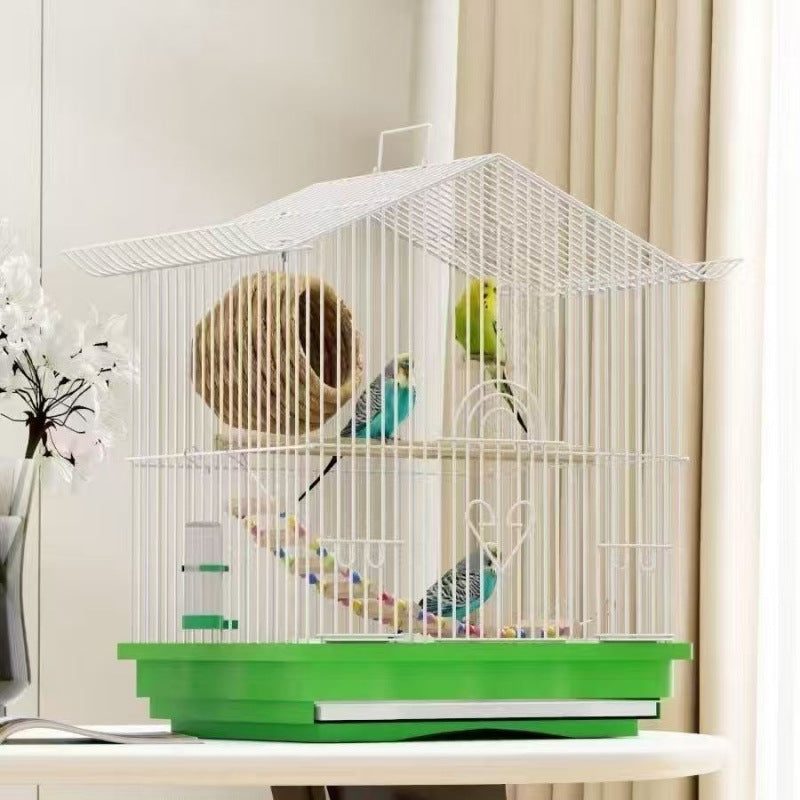 Small Bird Cage for Parakeets, Peonies, and Pearl Birds, Deluxe Villa Style