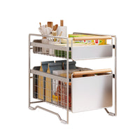 Under-Sink Pull-Out Organizer for Kitchen Cabinets, Stainless Steel, Multi-functional Storage Rack