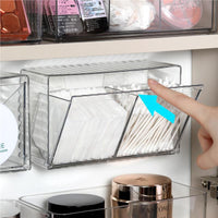 Bathroom Mirror Cabinet Organizer Clear Acrylic Cosmetic Storage Box Wall-Mounted for Cotton Pads Swabs Lipsticks