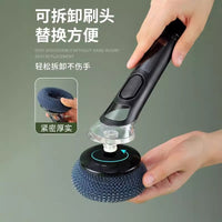 Multi-functional Long Handle Dishwashing Brush with Automatic Liquid Dispenser for Kitchen Cleaning