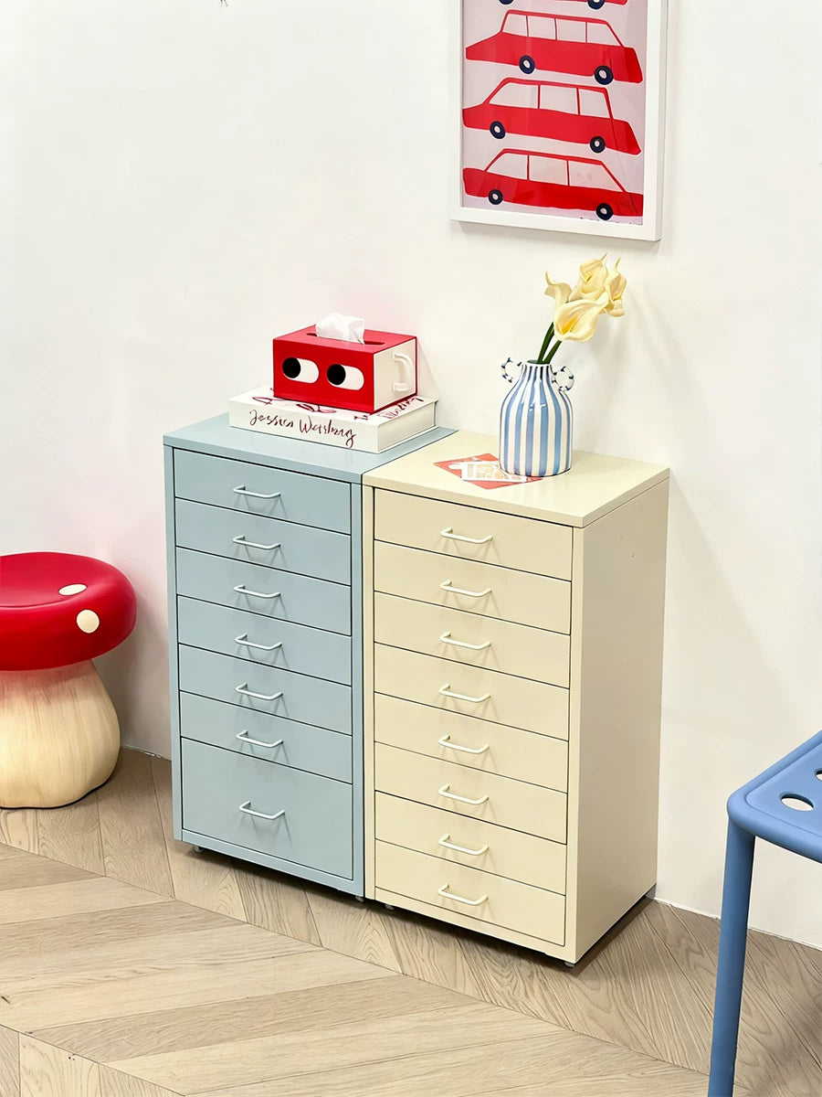 35cm Wide Metal Storage Cabinet with Multi-Layer Drawers for Living Room Snacks and Sundries