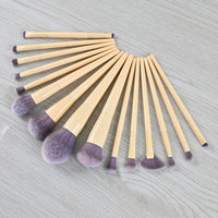 Professional 15-Piece Beige Makeup Brush Set for Eyeshadow, Blush, Highlight, Concealer, and Foundation