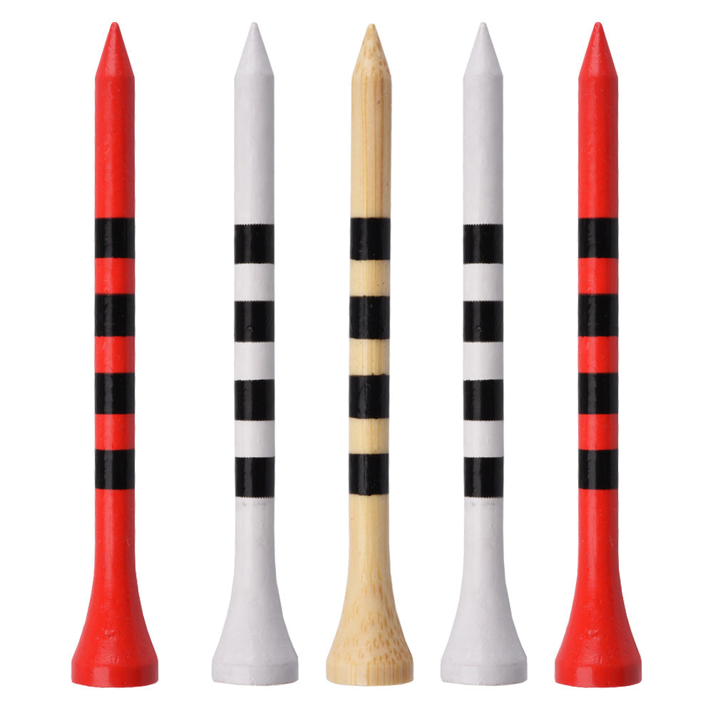 Bamboo Golf Tees 70mm/83mm Striped Wooden Golf Ball Holders for Driving Range Practice