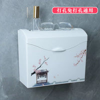 Wall-Mounted Waterproof Toilet Paper Holder with Lid for Bathroom