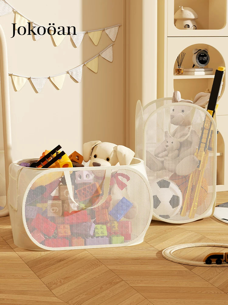 Large Capacity Kids Toy Storage Basket for Stuffed Animals, Building Blocks, and Play Mats