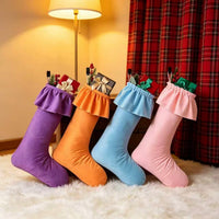 Large Ruffled Christmas Stocking with Hanging Loop for Fireplace & Christmas Tree Decoration