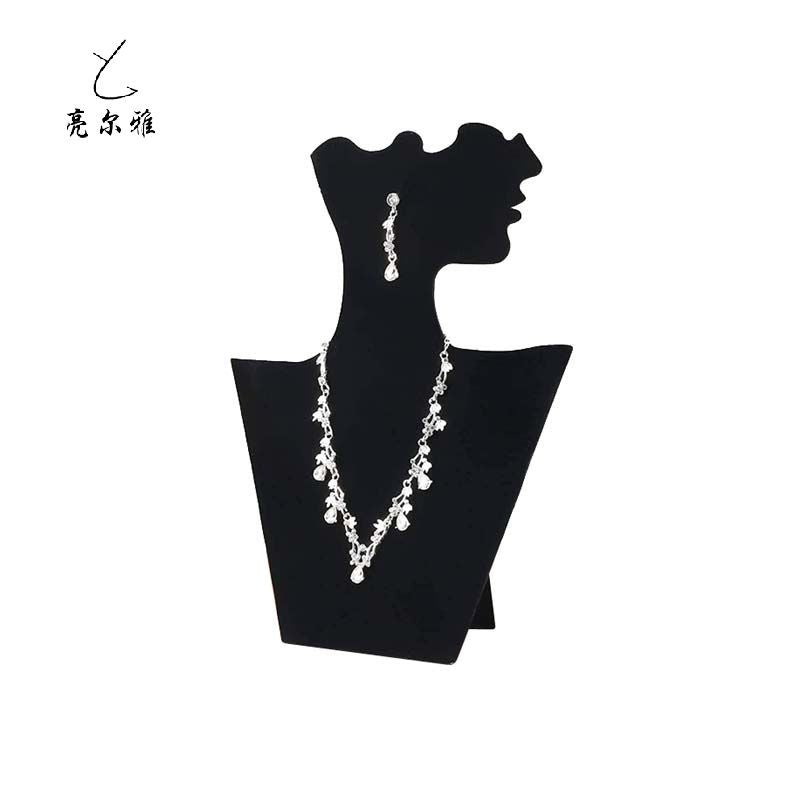 Foldable Velvet Jewelry Display Stand for Necklaces and Earrings, Black
