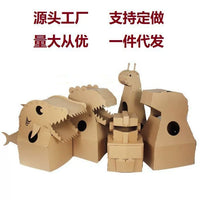 Cardboard DIY Cartoon Dinosaur Animal Model Assembly Toy for Kids with Crayons