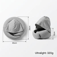 Memory Foam Travel Neck Pillow with Hood and Storage Bag for Office and Cervical Support