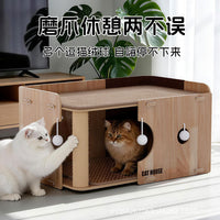 Cat Scratching Post and House Combo with Sisal and Felt