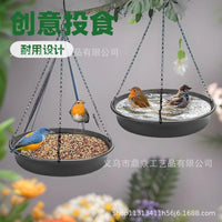Hanging Bird Bath and Feeder for Outdoor Gardens - Double-Layer Fruit Plate Design