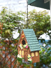 Solar Powered Birdhouse Garden Decor with LED Light - Outdoor Hanging Tree Ornament