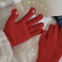 Fingerless Faux Rabbit Fur Touchscreen Gloves for Winter Cycling and Phone Use