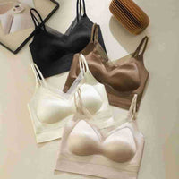 Seamless Satin Bralette Camisole with Built-in Bra, Plus Size Anti-Exposure Backless Top