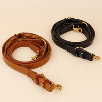 Multifunctional Crossbody Pet Leash Vintage Cowhide Hand-Woven Hands-Free Shoulder Dog Leash