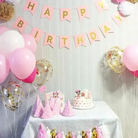 Happy Birthday Banner Gold Stamped Fishtail Garland for Party Decoration