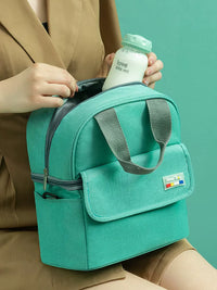 Double-Layer Insulated Lunch Bag for Work, Handheld Tote with Thermal Insulation