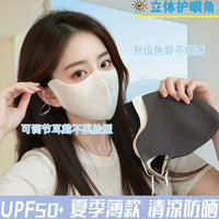 Summer UV Protection Face Mask with Eye Corner Coverage, Breathable & Adjustable Earloop Sunscreen Mask