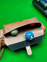 AAW 1/2 Nine-Ball Pool Cue Soft Case Bag - 6-Hole Large Capacity Leatherette Billiard Cue Holder