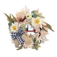 Artificial Pumpkin Maple Leaf Wreath Garland for Thanksgiving Autumn Door Decor