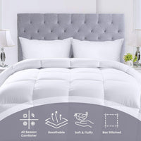 All-Season White Hotel-Style Fiber Duvet Insert, 300GSM Square Quilted Comforter