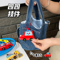 Cartoon Plush Construction Vehicle & Monster Keychain Pendant for Bags and Keys