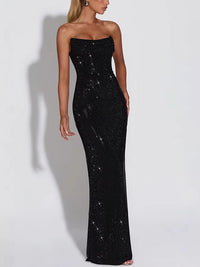 Women's Sequin Sleeveless Slim Fit Long Evening Gown