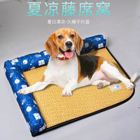 Pet Cooling Mat Breathable Summer Sleeping Pad for Cats and Small Dogs, Polyester Cotton Edge Square Pet Bed