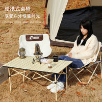 Portable Aluminum Folding Camping Table and Chair Set with Moon Chairs